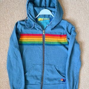 Aviator Nation 5 Stripe Hoodie - Size S (Blue/Green)